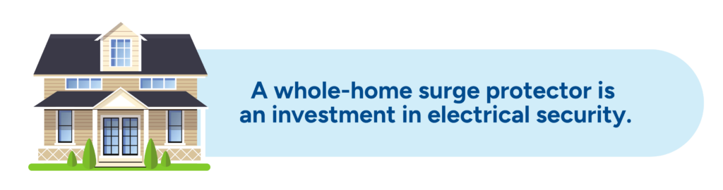 A stylized image of a home on a blue banner.