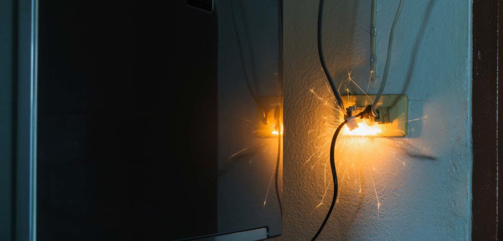Sparking wall outlet.