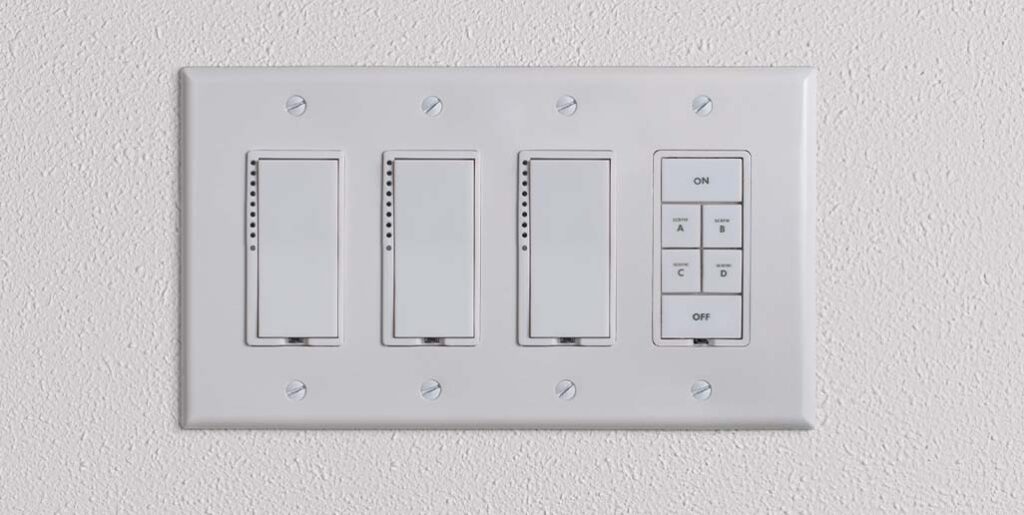 Closeup of multi-use touch dimmer switches.