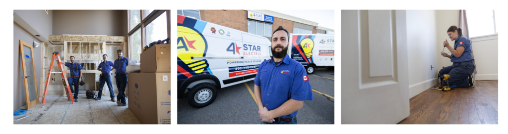 3 photos of 4 star electricians highlighting their team