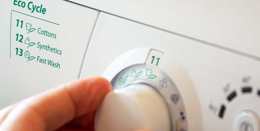 Closeup of eco setting on washer.