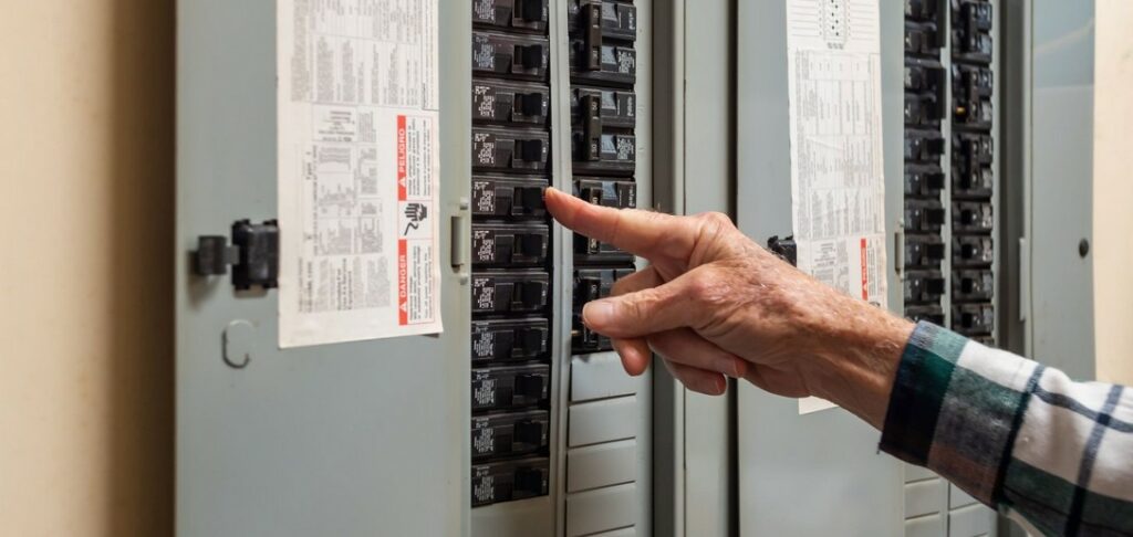 Someone flipping switch on breaker box