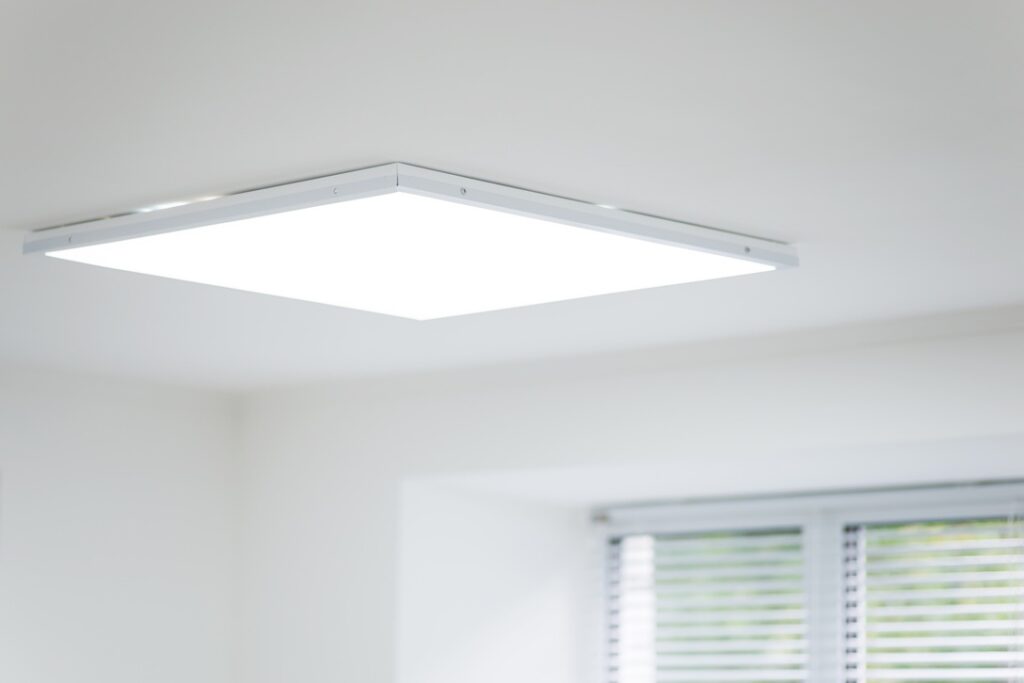 LED light in ceiling of home office