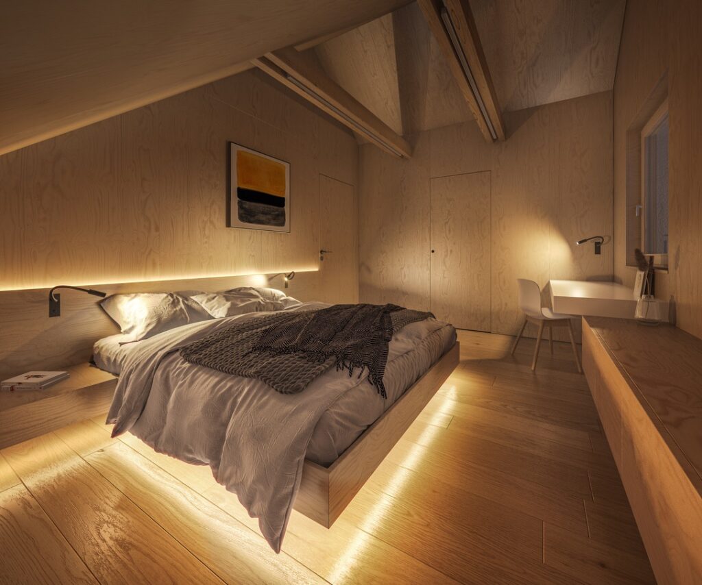 Mix of bedroom lighting types