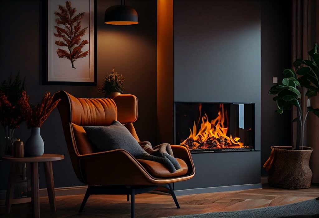 Electric fireplace in cozy Calgary living room